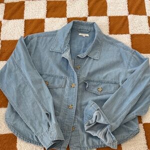 Light Blue Cropped Denim Shirt